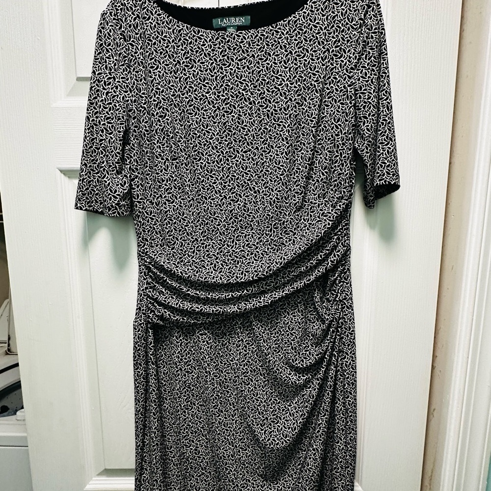 Lauren by Ralph Lauren Black and White Patterned Dress